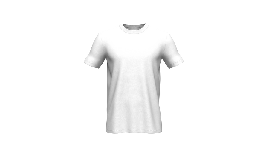 Men's White T-Shirt with Round Collar and Protective Band