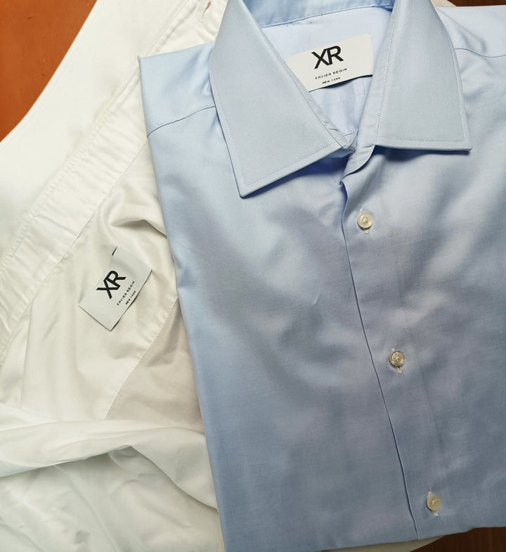 blue and white shirt xr